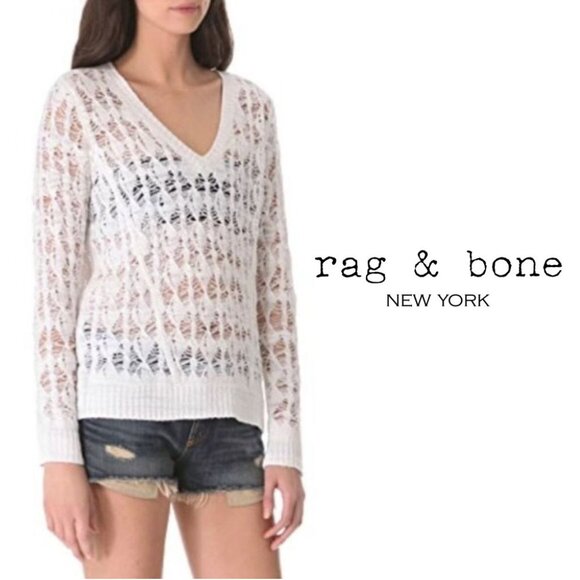 RAG & BONE Vicky open weave sweater ivory xs EUC - Picture 1 of 11